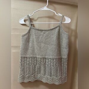 ILANCO Beige Knit Camisole Tank Canadian Boho Size M Summer Vacation Spring